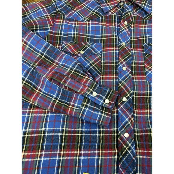 Wrangler Jacket Mens M Red  Plaid Pearl Snap Flannel Quilted‎ Western Shirt Coat - Picture 9 of 12